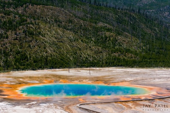 Landscape photography composition with distracting board walk from Yellowstone National Park, Wyoming by Jay Patel