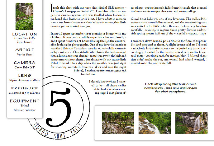 Waterfall Photography eBook Page