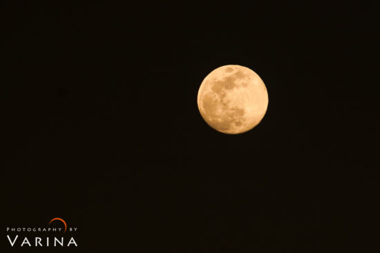 Night Photography with moon captured with a telephoto lens by Varina Patel