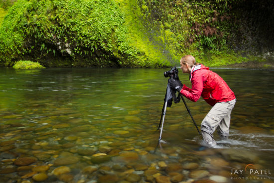 Varina pursuing landscape photography in Eagle Creek, Oregon