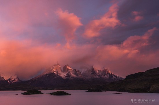 Travel photography at Torres Del Paine National Park Sunrise, Chile by Clint Burkinshaw