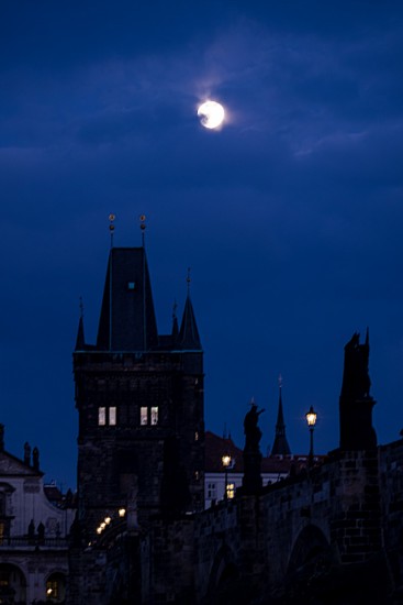 Full moon over Charles Bridge, Prague