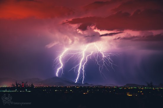 Lightning Photography over Urban Area by Tamara Pruessner