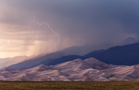 Lightning Storm captured by Telephoto Lens, Great Sand Dunes by Sarah Marino