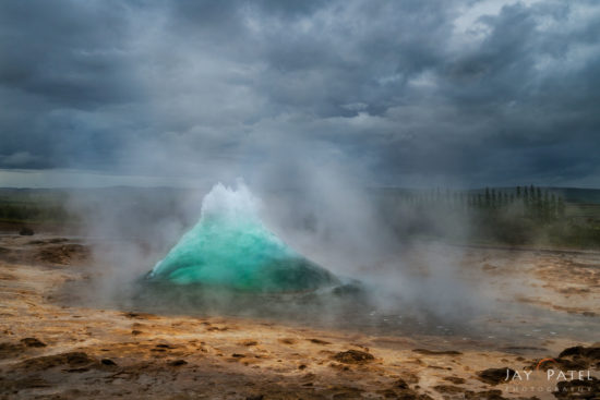Freezing motion in stormy conditions, Geysir, Iceland